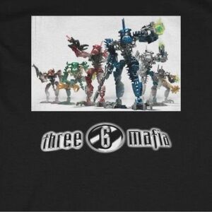 3 SIX MAFIA LARGE MENS/UNISEX GRAPHIC TEE BLACK MULTI-COLOR GRAPHIC NWOT GILDAN
